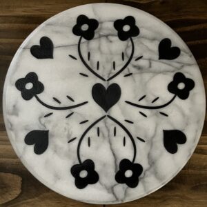 Whimsical hearts 12" white marble lazy susan