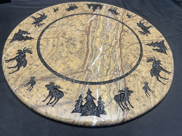 17” Forest Marble Lazy Susan - MOOSE tree border CCD - Image 3