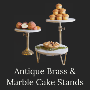 White Marble Antique Brass or Nickel Cake Stand