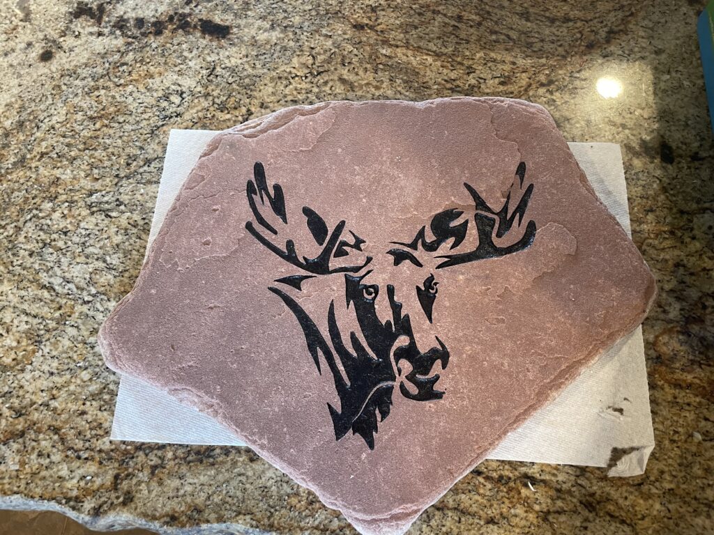 SPECIAL ORDER MOOSE ON FLAGSTONE PIECE FOR TABLE TOP (FURNITURE MAKER)