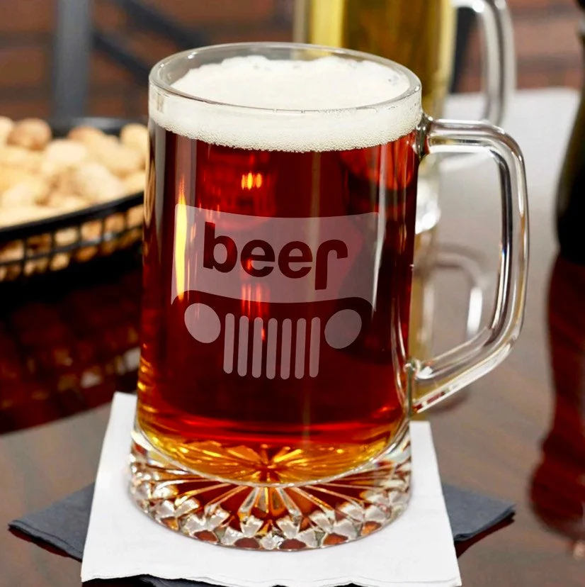 SPECIAL ORDER JEEP ON LARGE BEER MUG.