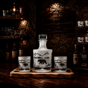 Mountain Base Decanter: Elevation Series - Bear, Buck Moose Scene all the way around CCD