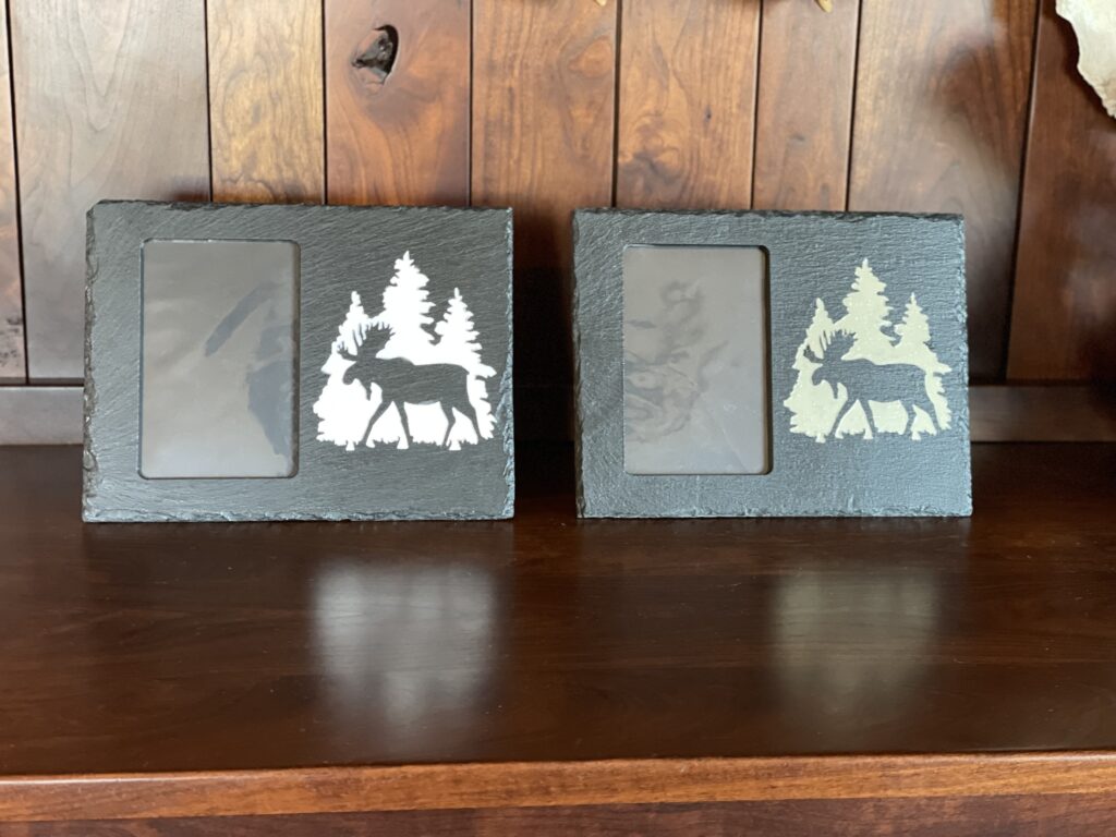 SPECIAL ORDER SLATE PICTURE FRAME MOOSE TREE