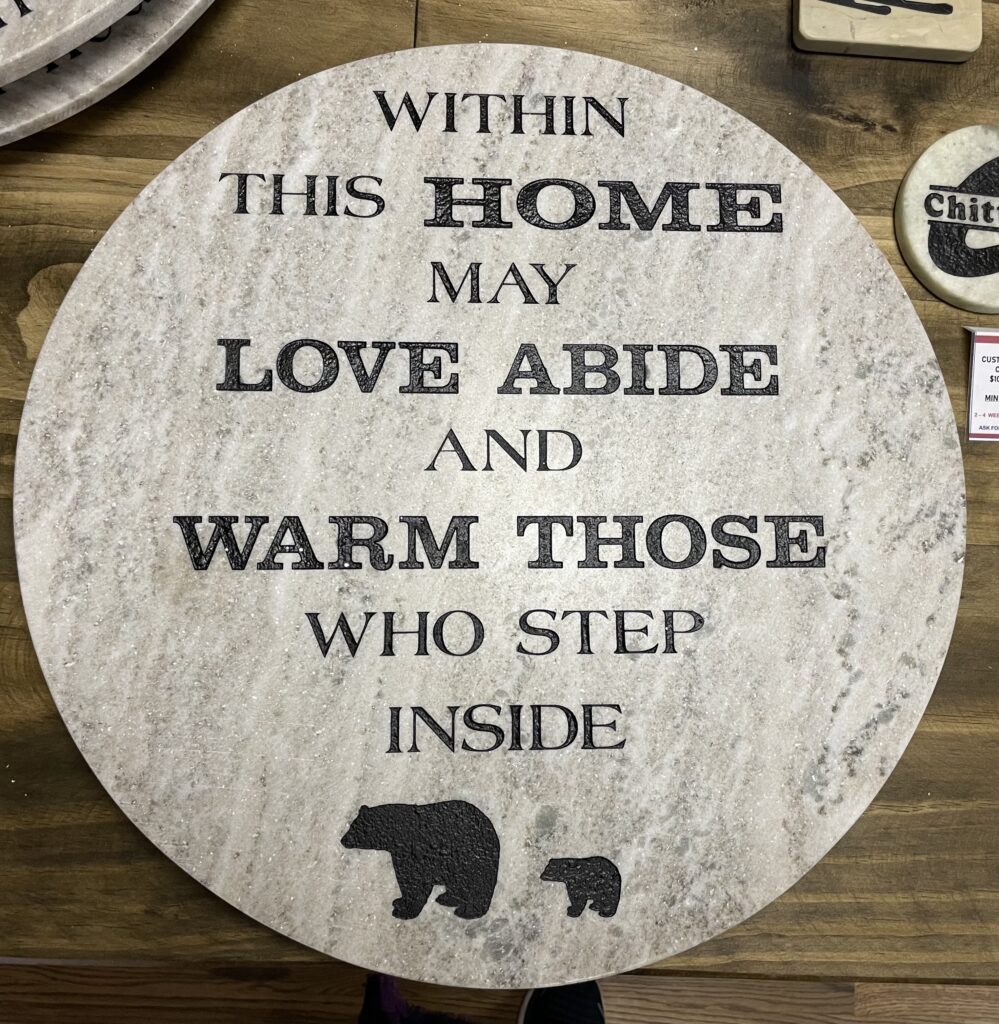 WITHIN THIS HOME MAY LOVE ABODE AND WARM THOSE WHO STEP INSIDE LAZY SUSAN.