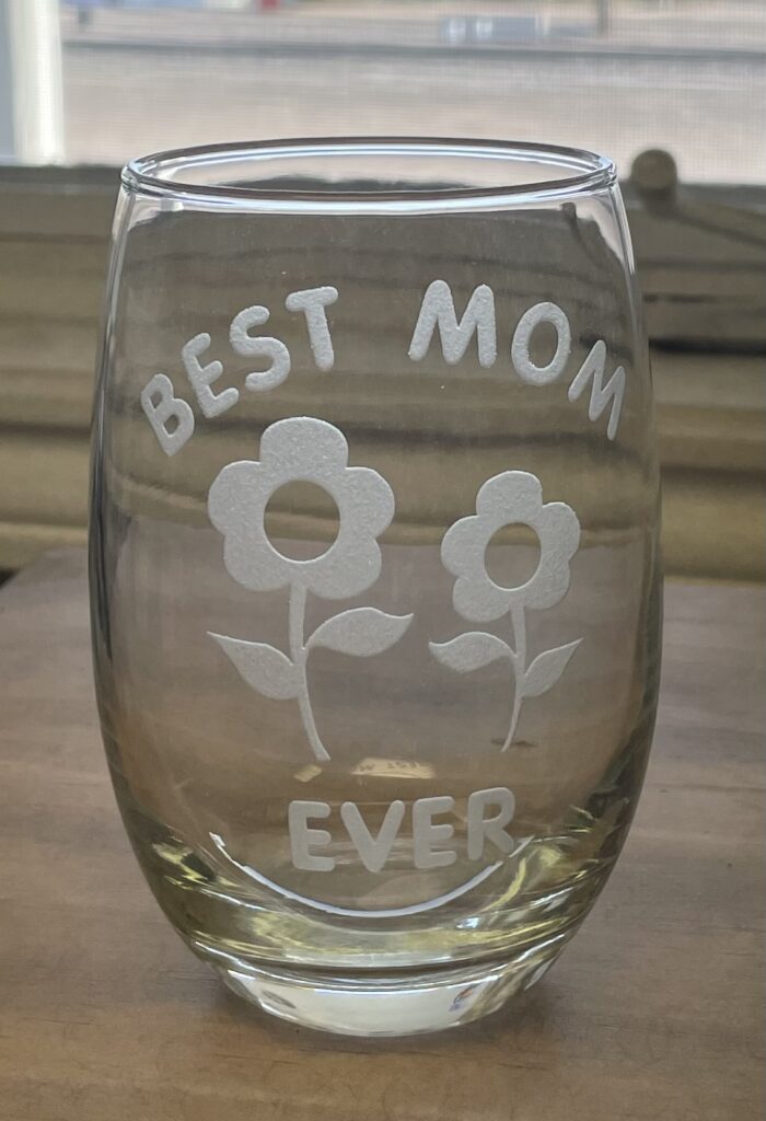 SPECIAL ORDER FLOWERS BEST MOM STEMLESS WINE GLASS.