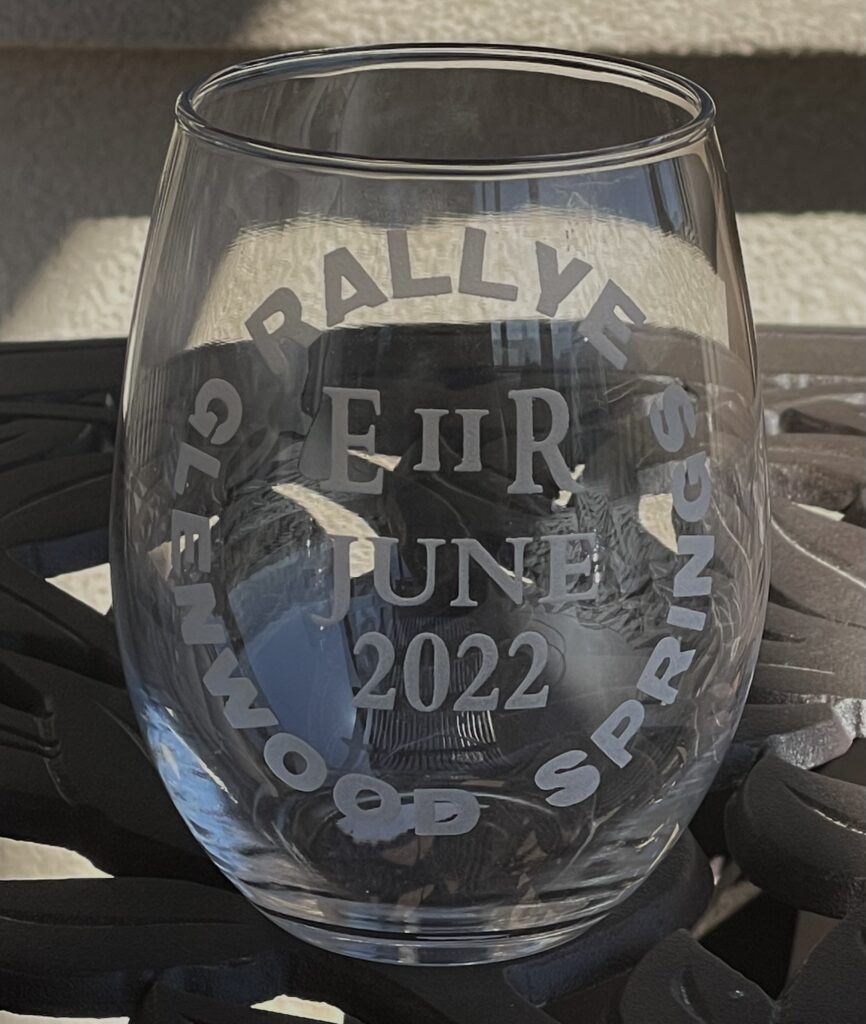 SPECIAL ORDER OTHER SIDE MGCR CAR CLUB STEMLESS WINE GLASS.