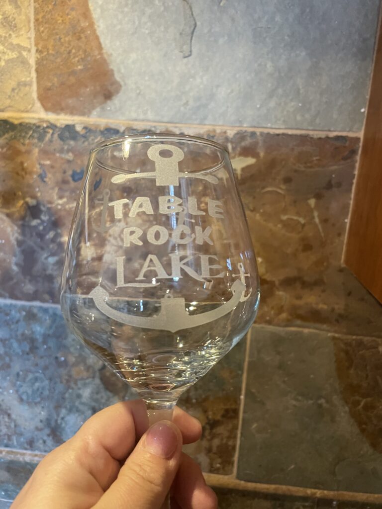 SPECIAL ORDER ANCHOR SURROUNDING TABLE ROCK LAKE WINE GLASS.