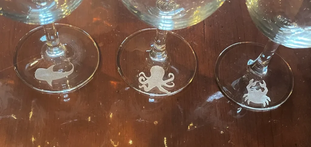 SPECIAL ORDER ENGRAVED IMAGES BASE OF WINE GLASS