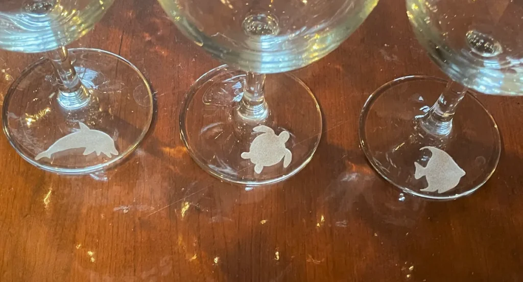 SPECIAL ORDER ENGRAVED IMAGES BASE OF WINE GLASS