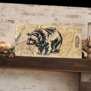 Detailed Bear Decorative Cheese Board Brown Forest Marble