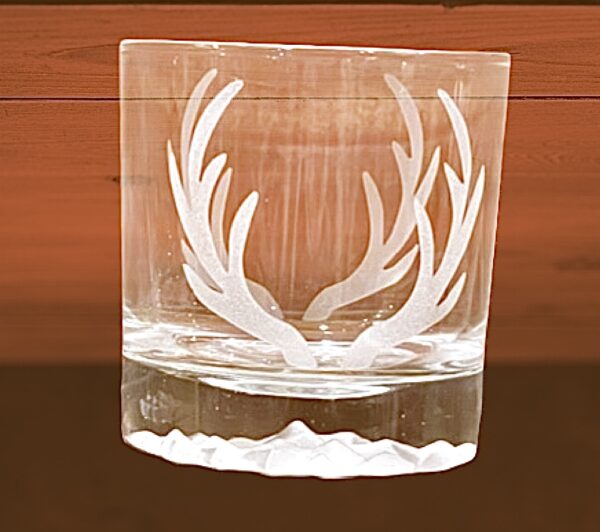 Antlers Rock Mountain CRYSTAL Rocks Glass sand blasted by Colorado Custom Decor.