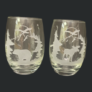 Eagle Series Stemless Wine Glass CCD. Dishwasher safe and sand blasted image makes 3d.