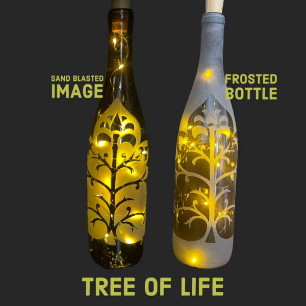 Light Up Wine Bottle - Tree of Life or Crescent Hearts - Image 3