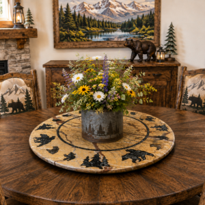 10" or 17” Forest Marble Lazy Susan - BEAR tree border CCD
