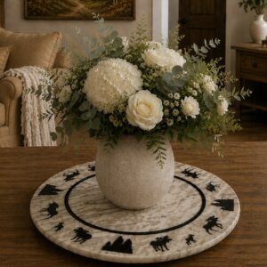 12" or 17" Waterfall Marble Lazy Susan - MOOSE Tree Border CCD