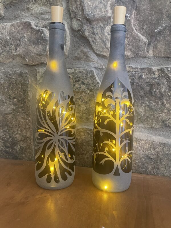 Light Up Wine Bottle - Tree of Life or Crescent Hearts - Image 4