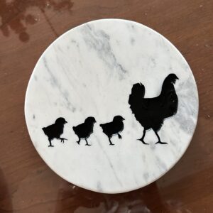 White Marble Board/ Trivet: Three Little Chicks