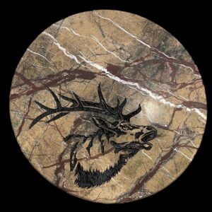 17” Forest Marble Lazy Susan: Detailed Elk CCD