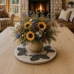 11”  Marble Lazy Susan: Pinecones CCD