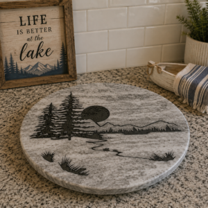 12" Waterfall Lazy Susan - Lake Scene