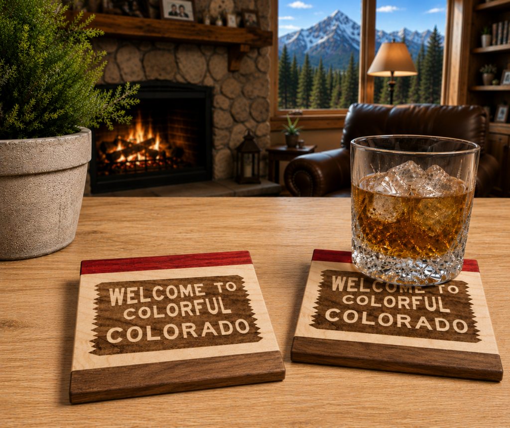 Multi Hardwood Coaster - Welcome to Colorful Colorado CCD