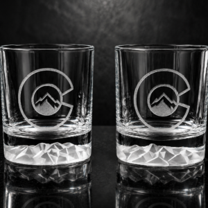 Crystal Rocky Mountain Whiskey Glass- COLORADO LOGO CCD