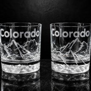 Crystal Rocky Mountain Whiskey Glass- COLORADO MOUNTAINS/ TREES CCD