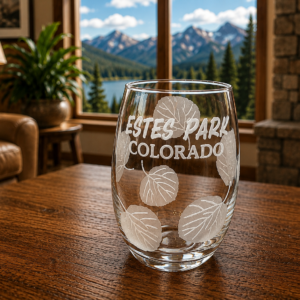 Stemless Wine Glass - Your City or Name Aspen Leaves