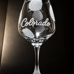 Wine Glass Frosted Base- Aspen Colorado, Town or Name